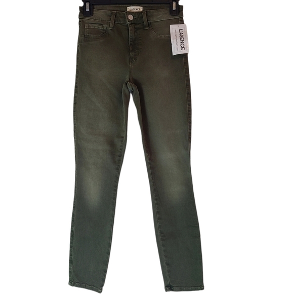 L'agence Margot Skinny Leg Green Midrise Cropped Skinny Jeans 25 NWT - Picture 1 of 8